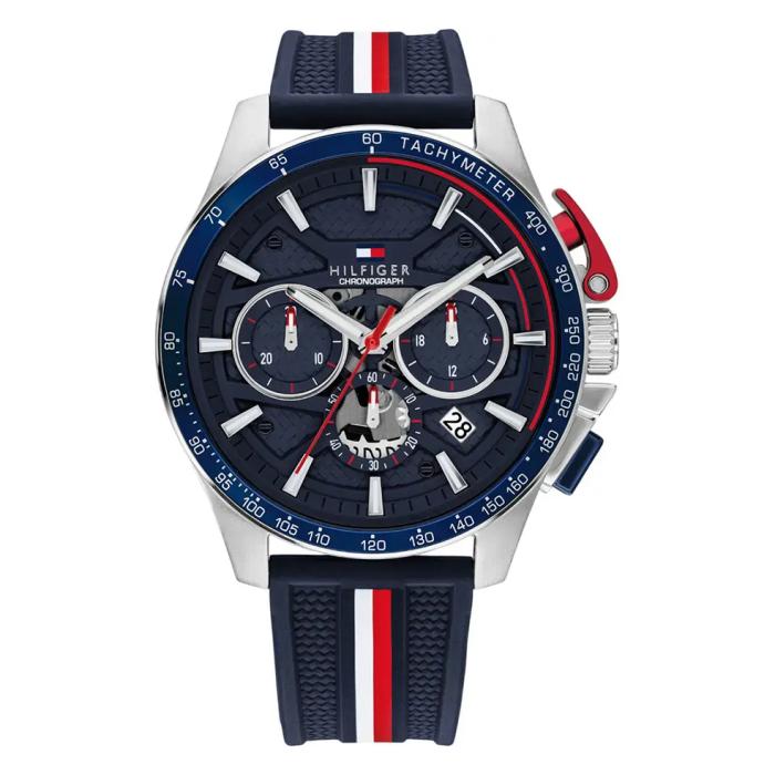 Ανδρικό Ρολόι TOMMY HILFIGER Bank με Μπλέ Λουράκι SKU-89013