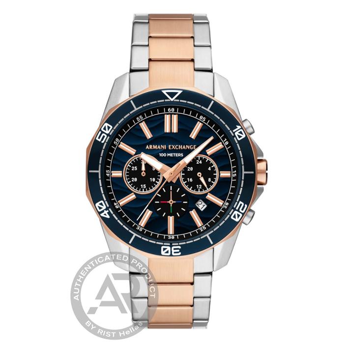 Ανδρικό Ρολόι Armani Exchange Spencer με Δίχρωμο Μπρασελέ SKU-89983