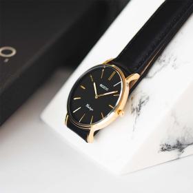 Ρολόι OOZOO Vintage με Μαύρο Δερμάτινο Λουράκι SKU-89568