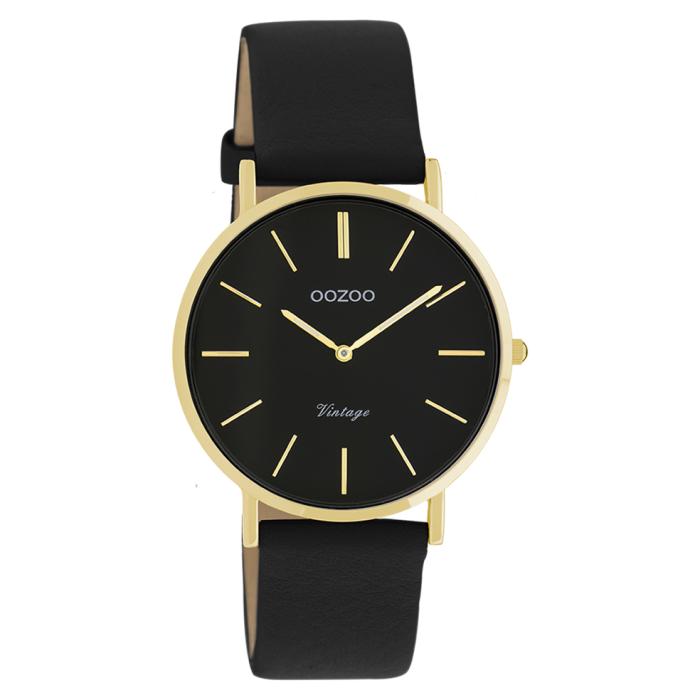 Ρολόι OOZOO Vintage με Μαύρο Δερμάτινο Λουράκι SKU-89568