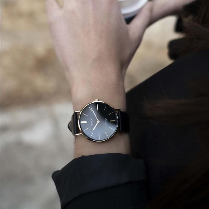 Ρολόι OOZOO Vintage με Μαύρο Δερμάτινο Λουράκι SKU-89568
