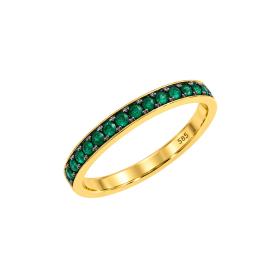 Δαχτυλίδι Σειρέ με Σμαράγδια από Κίτρινο Χρυσό K14 SKU-89270