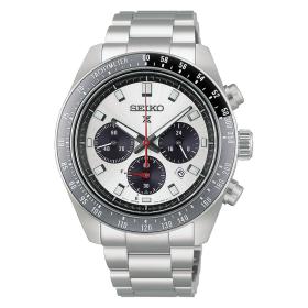 Ανδρικό Ρολόι SEIKO Solar Prospex Speedtimer με Ασημί Μπρασελέ SKU-89958