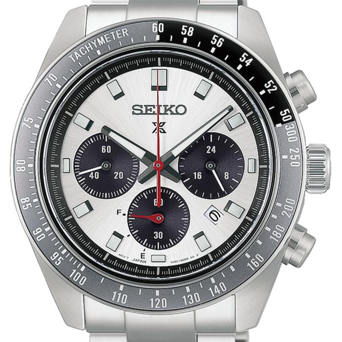 Ανδρικό Ρολόι SEIKO Solar Prospex Speedtimer με Ασημί Μπρασελέ