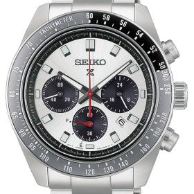 Ανδρικό Ρολόι SEIKO Solar Prospex Speedtimer με Ασημί Μπρασελέ SKU-89958