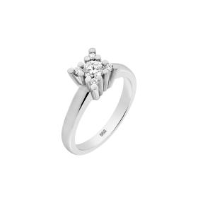 Μονόπετρο με Διαμάντια από Λευκόχρυσο K14 SKU-89266